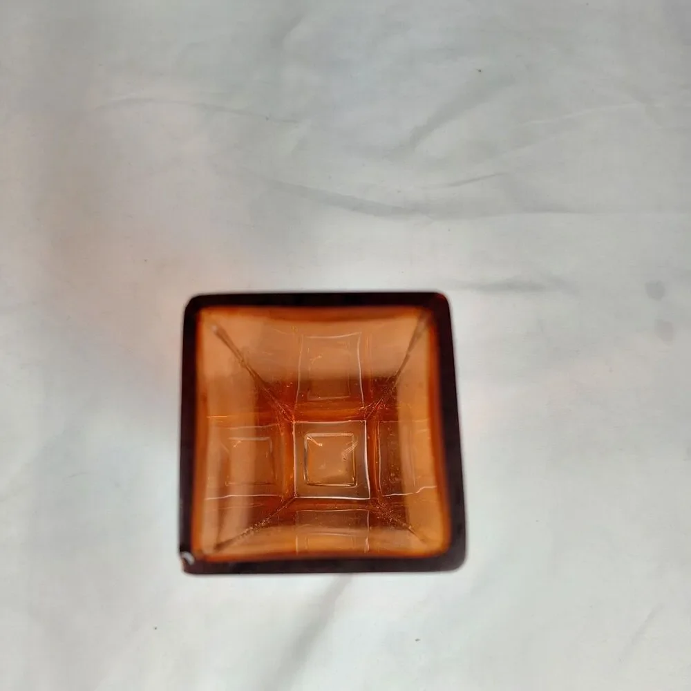 Glossy Amber Glass Rectangular Vase Decorative Solid China